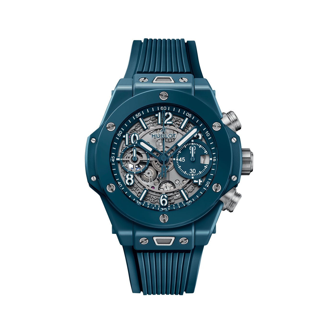 Unworn Hublot Big Bang Unico Petrol Blue Ceramic 42, 441.ES.5121.RX, box and papers