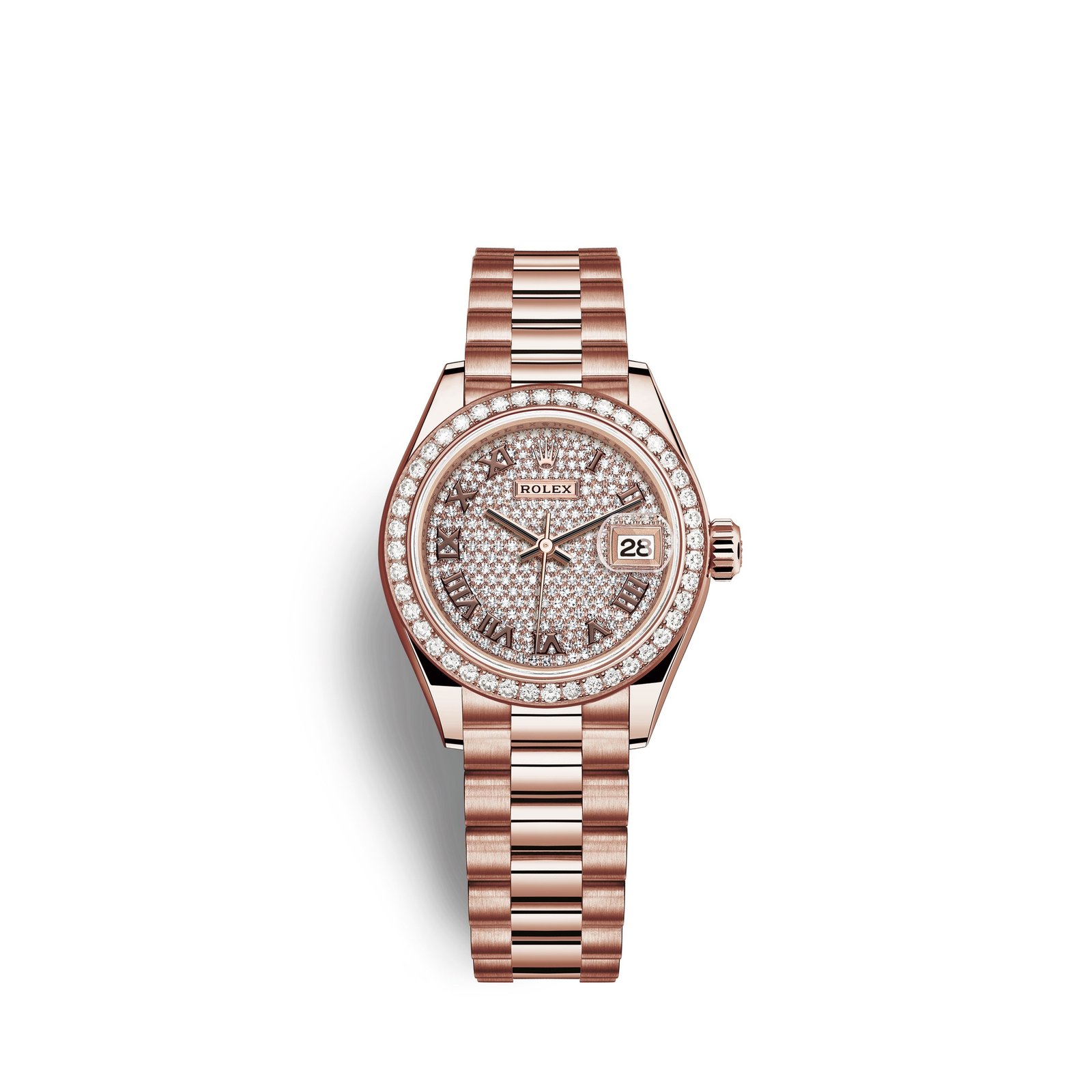 Rolex Lady-Datejust 28, 18kt Everose Gold and diamonds, Ref# 279135RBR-0021