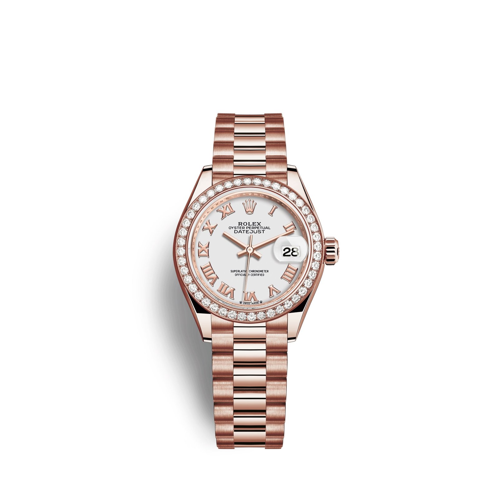 Rolex Lady-Datejust 28, 18kt Everose Gold and diamonds, Ref# 279135RBR-0023